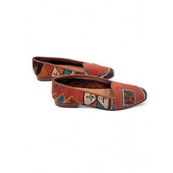 Kilim Loafers Size 8.5 – Boho Textile Handmade Slip-On Flats - Picture 4 of 8